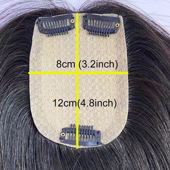Crown Hair Toppers for Thinning Hair- Natural Black - Length: 10” Size: 3x5 in. - Picture 4 of 6